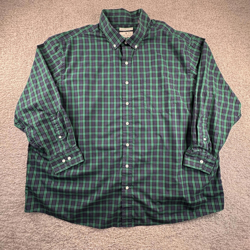 Oak Hill Men's Wrinkle Free Cool & Dry Button-Up Shirt 3XL Green‎ Blue Preppy